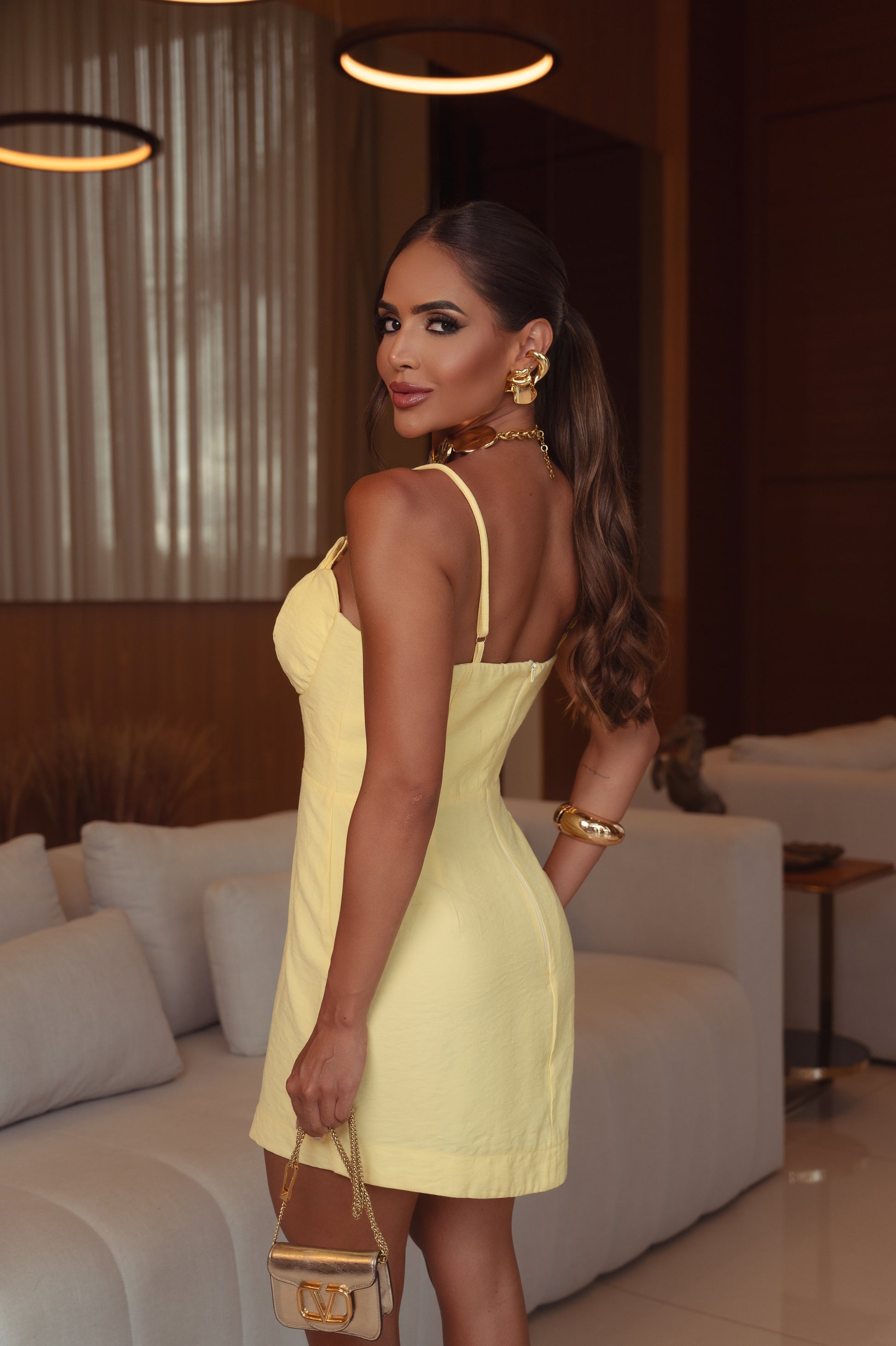 pastel yellow athletic dress Scalloped Hem Athletic Dress- Yellow